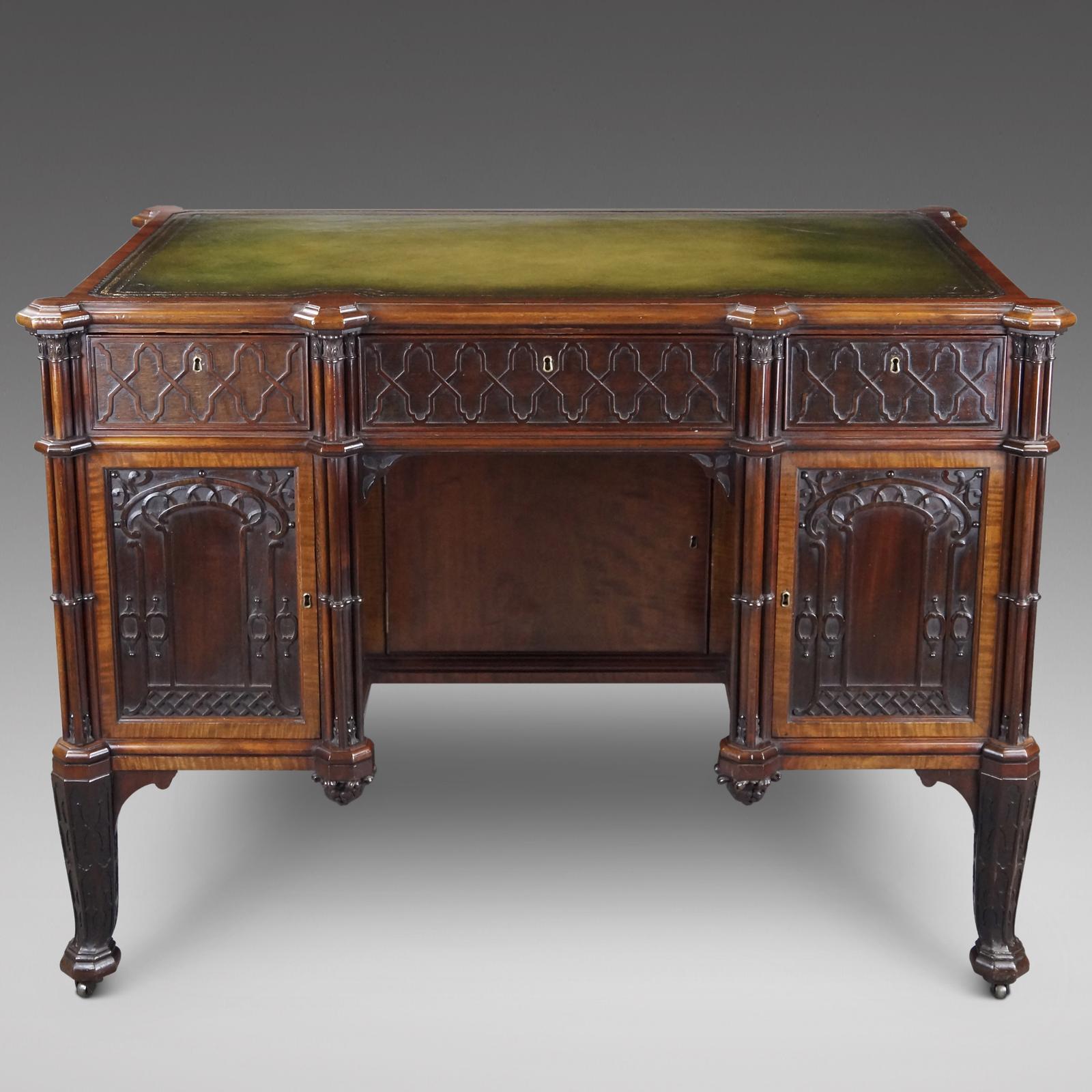 A Superb Mahogany Gothic Revival Desk (1 of 8) A Superb Mahogany Gothic Revival Desk (1 of 8)